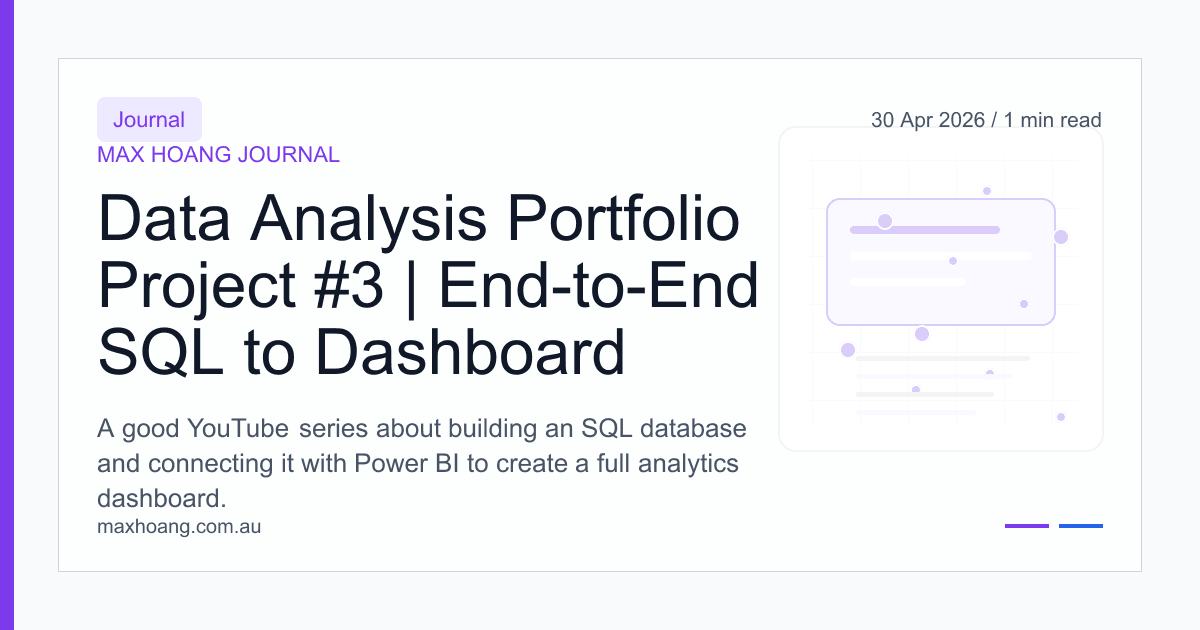 Generated cover for Data Analysis Portfolio Project #3 | End-to-End SQL to Dashboard